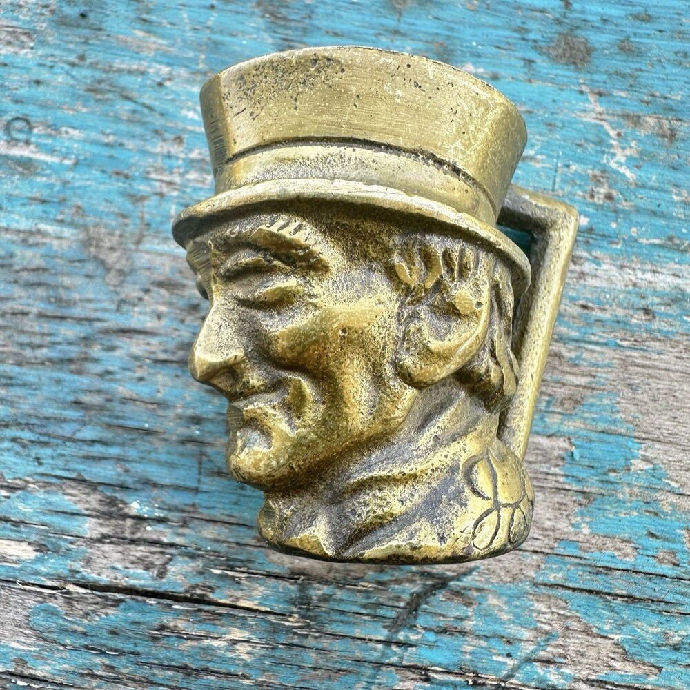 Vintage Brass Toby Jug John Peel Character Face Tankard Mug Decorative 2”